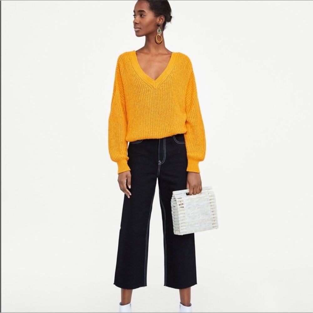 Zara V-Neck Sweater in Vibrant Orange